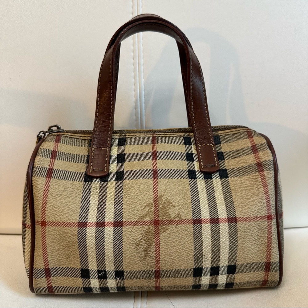 Authentic Burberry Haymarket Nova check mini Boston with COA certificate